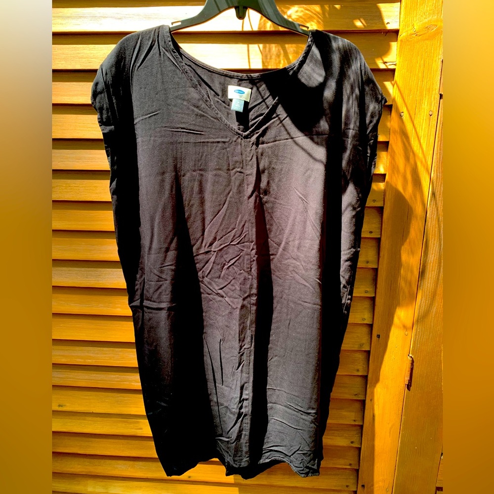 Old Navy black dress tunic loose fit short-sleeve light weight